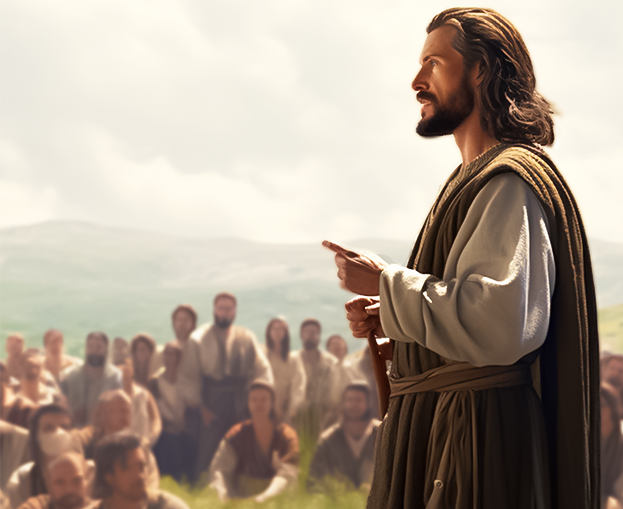 Jesus preaching at the first coming image