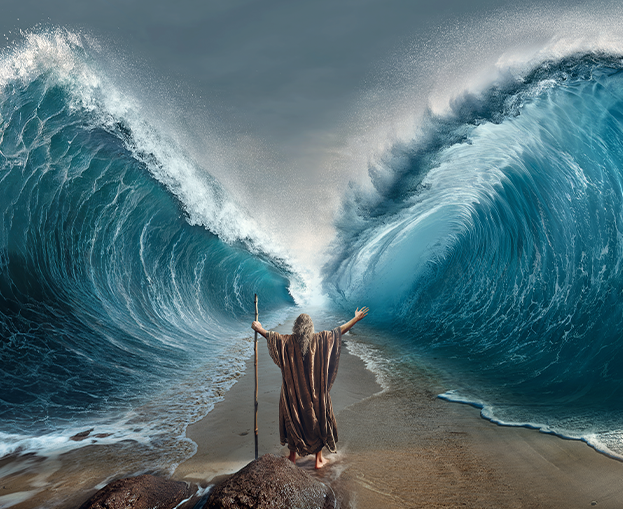 Moses dividing the sea image