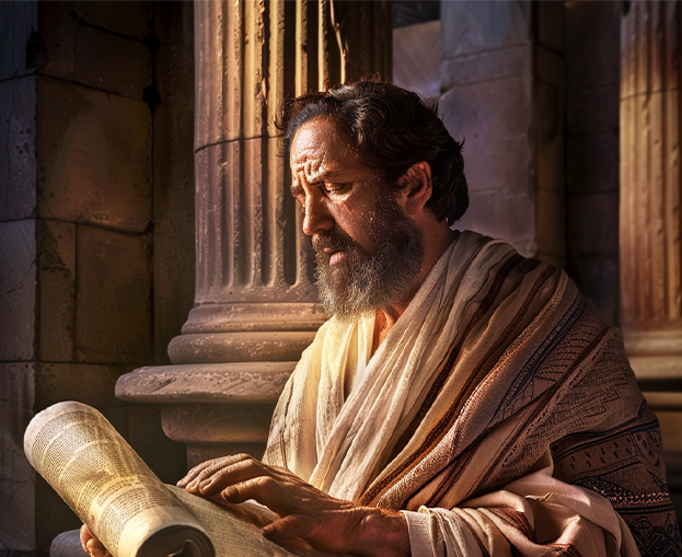 Apostle reading a scroll